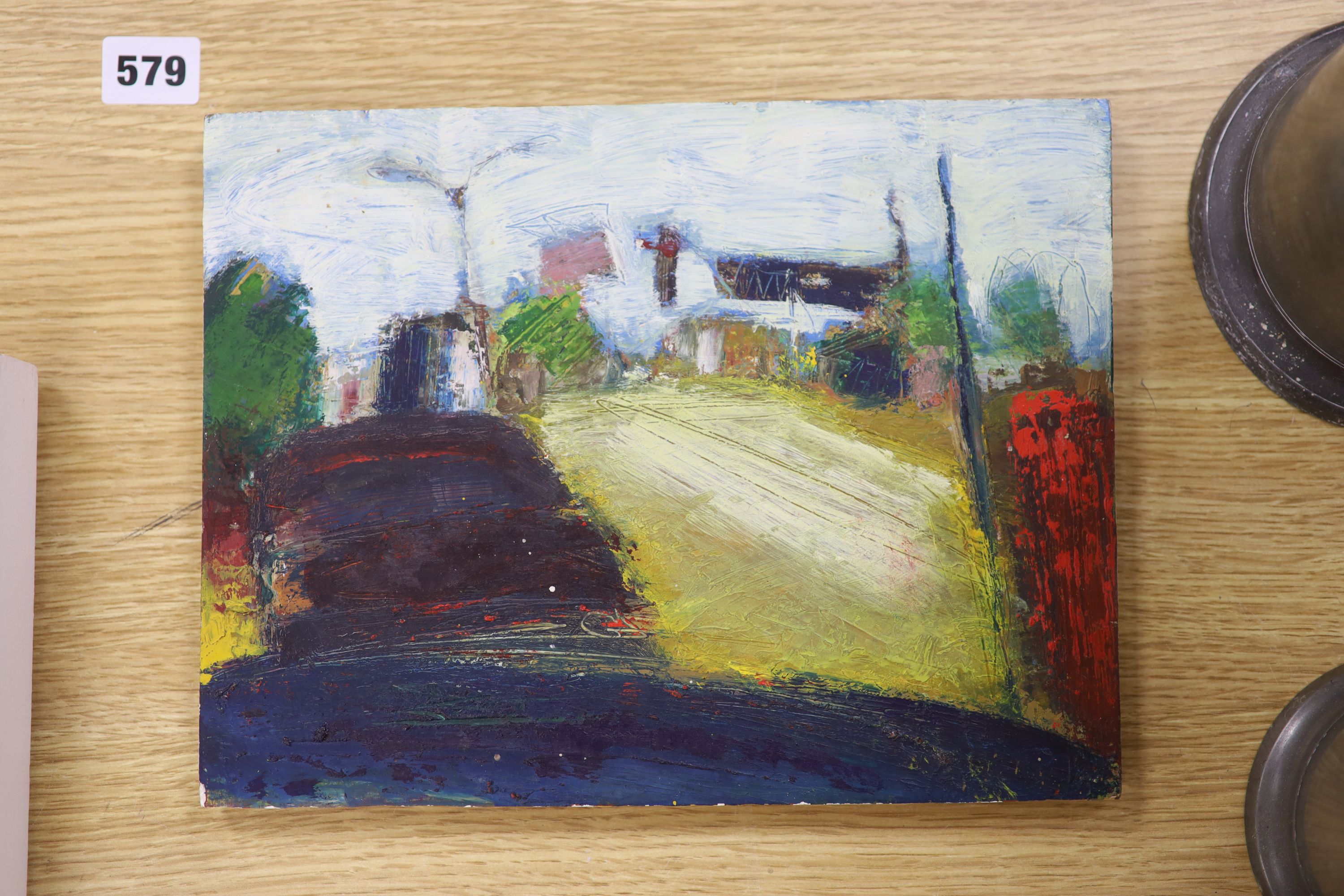 Susan Light (b.1954), oil on panel, 'Through the windscreen 1991', signed verso, 22 x 28cm, unframed